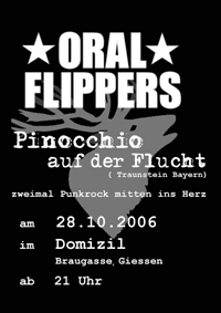 Konzert ORAL FLIPPERS und Pinocchio auf der Flucht